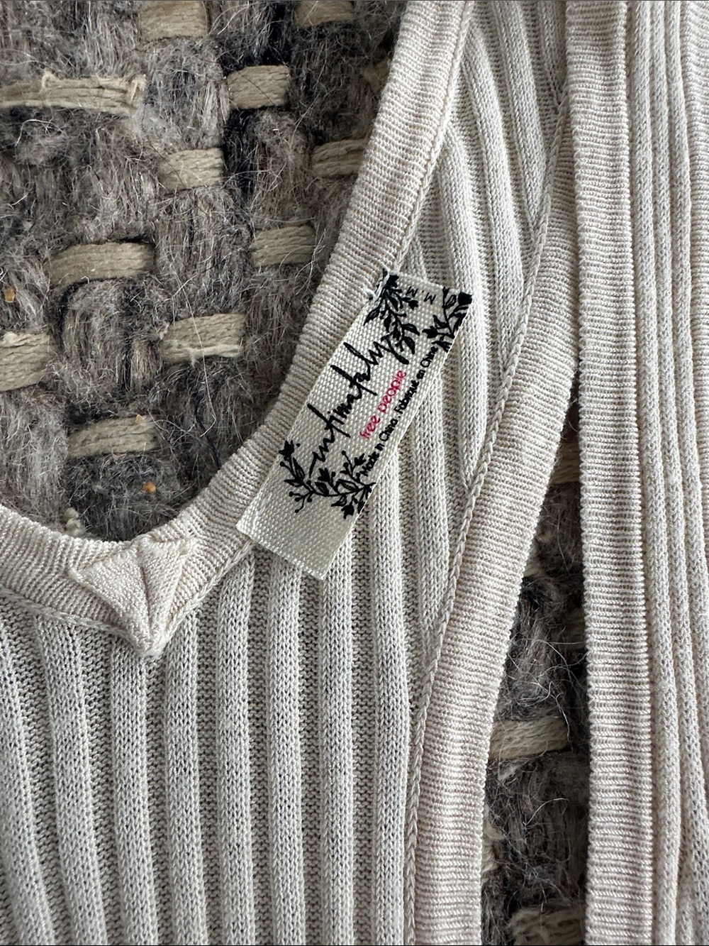 Free People Cream Ribbed Button-Front Racerback Tank - Picture 2 of 6